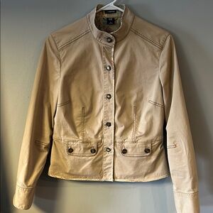 Gap Women's Tan Khaki Stretch Utility Jacket Size Medium Fitted Waist